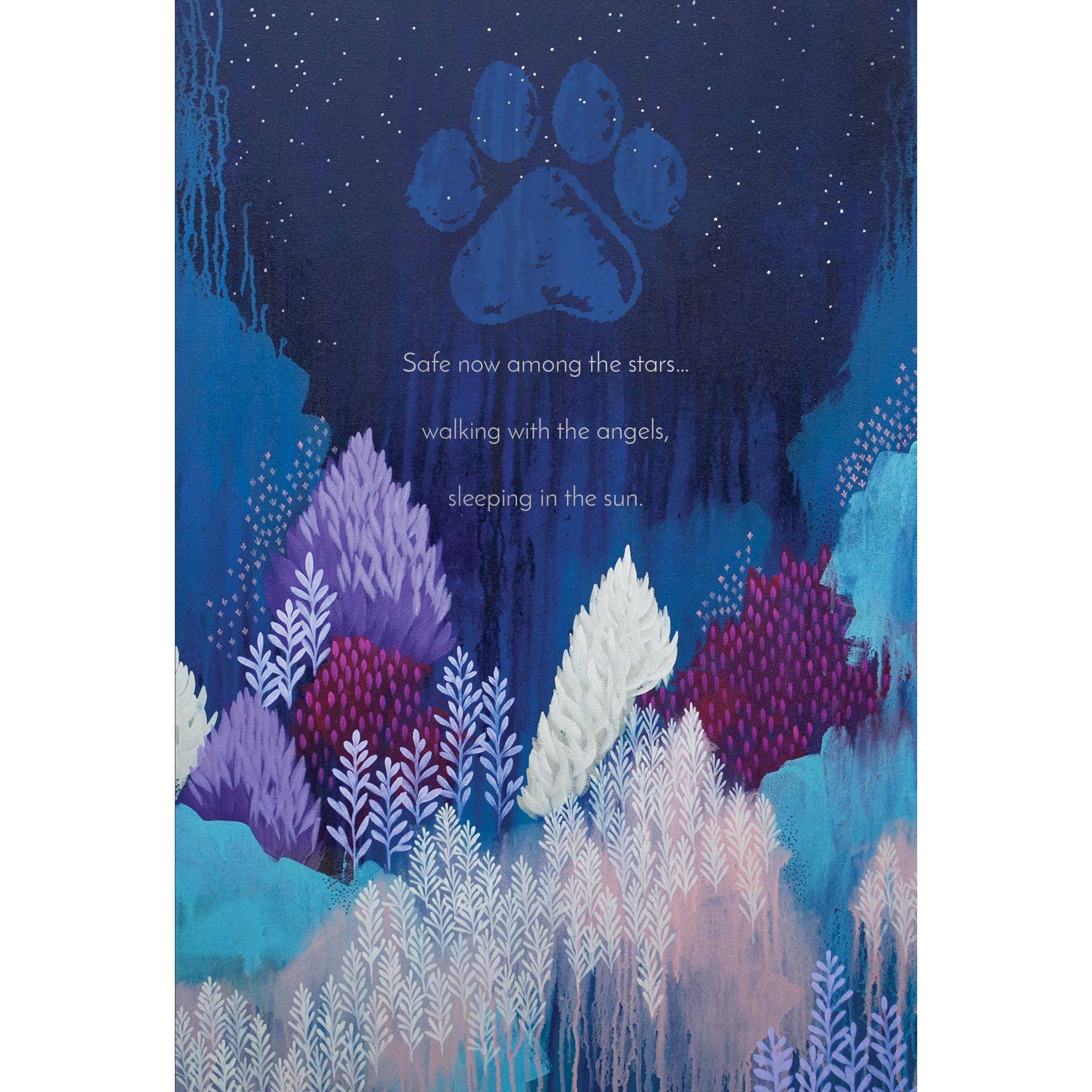Pictura Night Sky Brushstrokes Forest pet loss card with artistic night sky and forest scene for sympathy or remembrance.